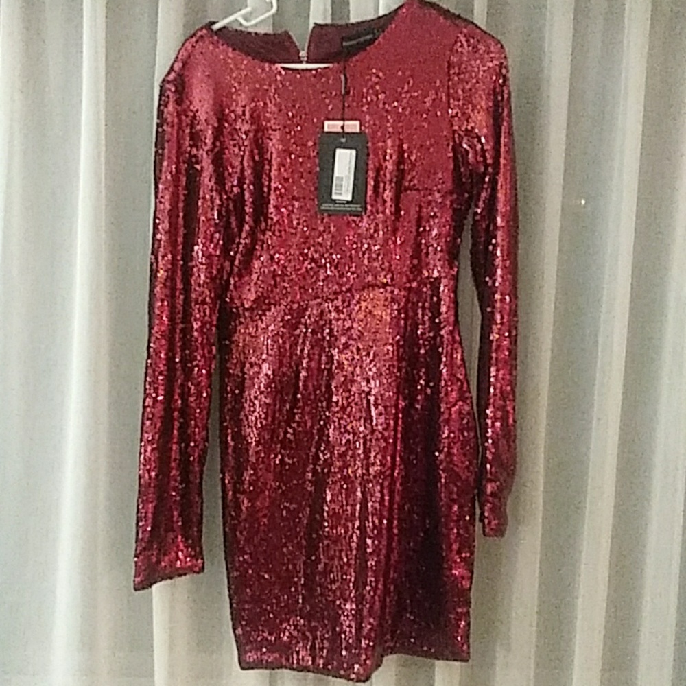 Pretty little thing red metallic dress